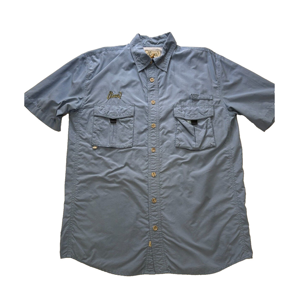 Al Agnew Fishing Shirt Mens Medium Blue Ventilated Outdoor Work Hiking Button Up